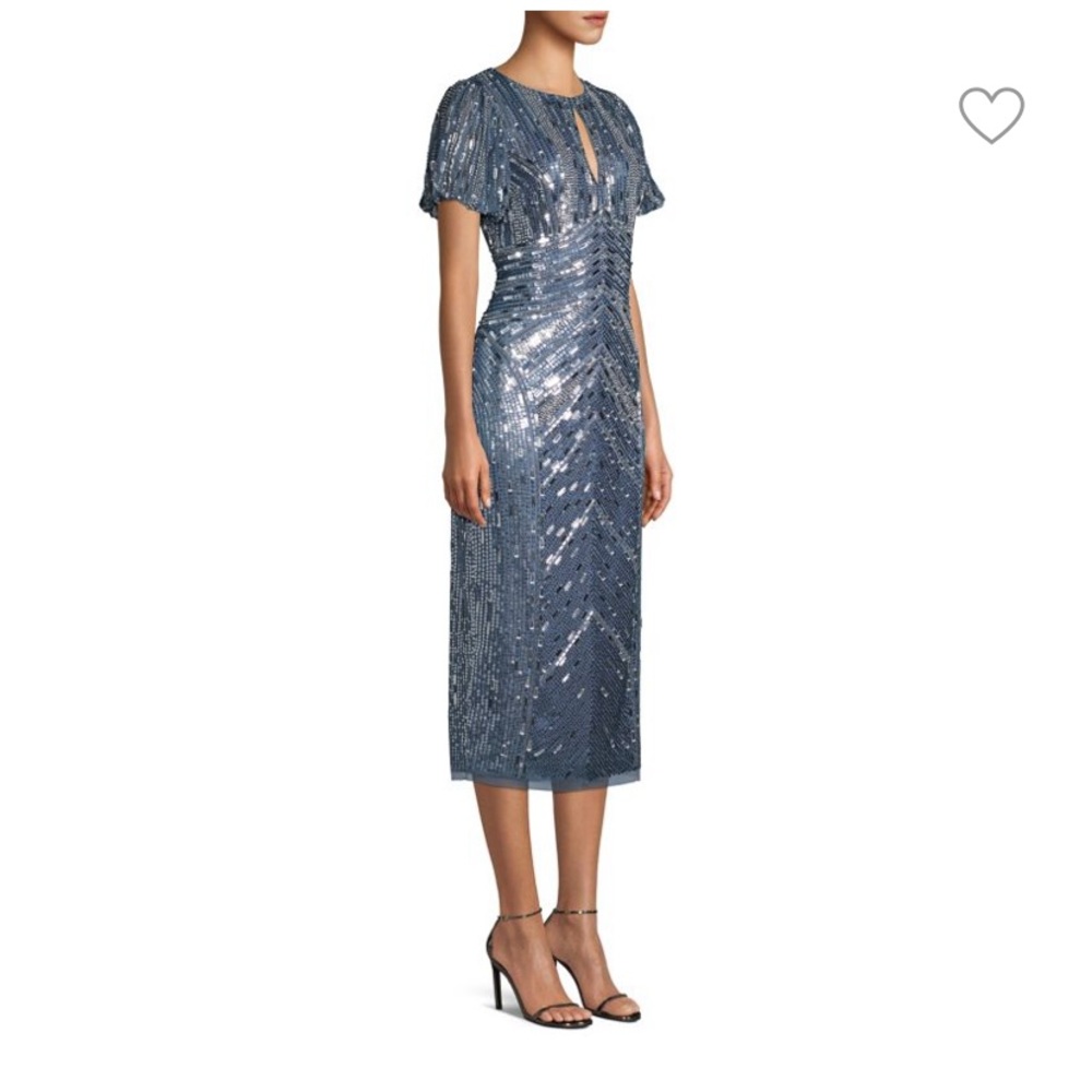 Aidan Mattox Beaded Keyhole Midi Dress New